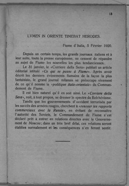 Actes et communiqués du bureau des relations extérieures du 28 novembre 1919 au 1er mai 1920